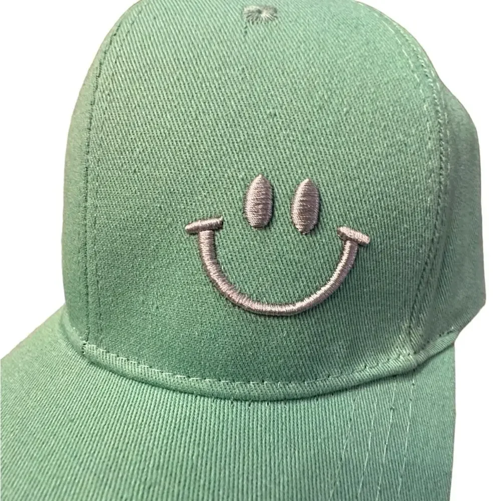Aqua Smiley Face Baseball Style Hat/Cap with Adjustable Back NWOT